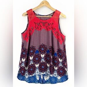 Pale sky size large Red and Blue Women's Blouse